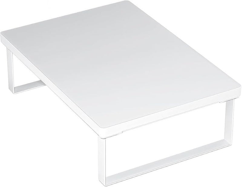 White Microwave Oven Rack Metal and Wood Stand with Non Slip Feet 40x30cm - Image 2